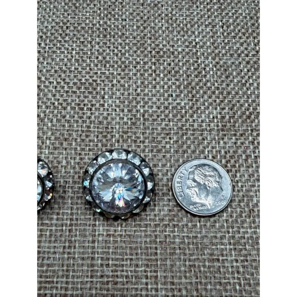 Large Crystal Statement Stud Earrings Round Rhinestone Posts